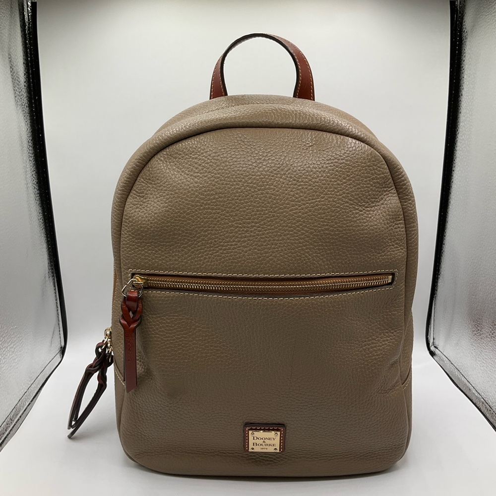 Dooney & Bourke Ronnie Tan & Brown Pebbled Leather Backpack